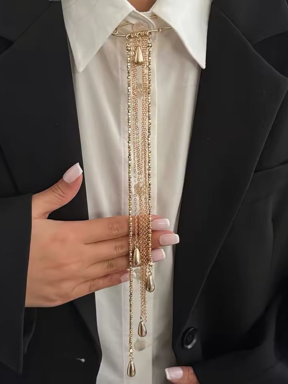 Gold Multi-Chain Tie Brooch